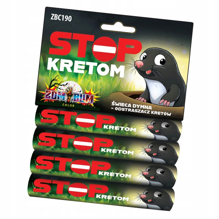 STOP KRETOM ZBC190 dymová sviečka proti krtkom 4 ks – bezpečné a efektívne odpudzovanie